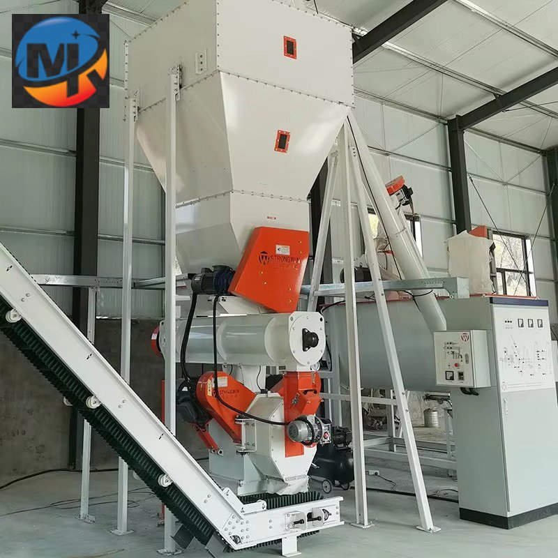 Different sizes of diesel feed pellet machines showing capacity range