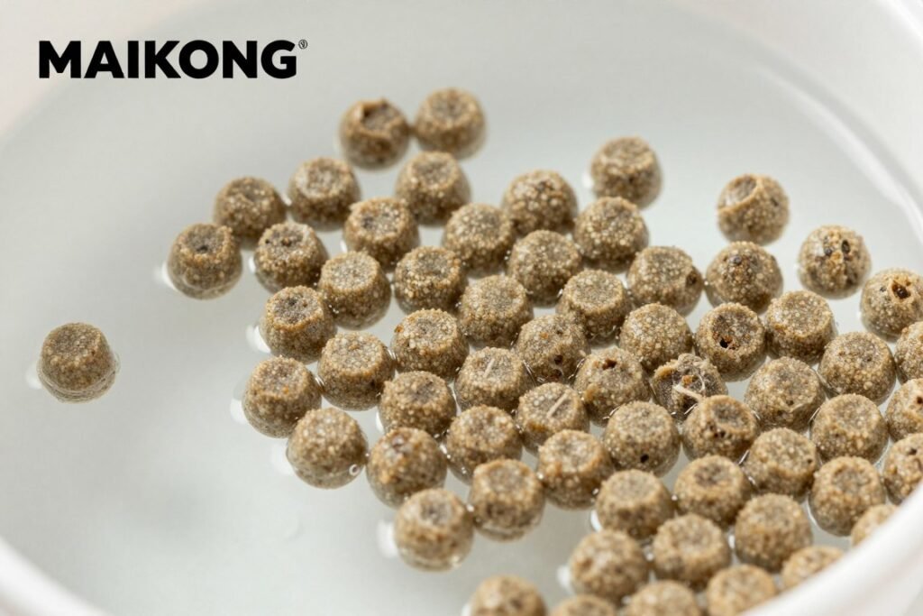 Floating fish feed pellets produced by MAIKONG machine