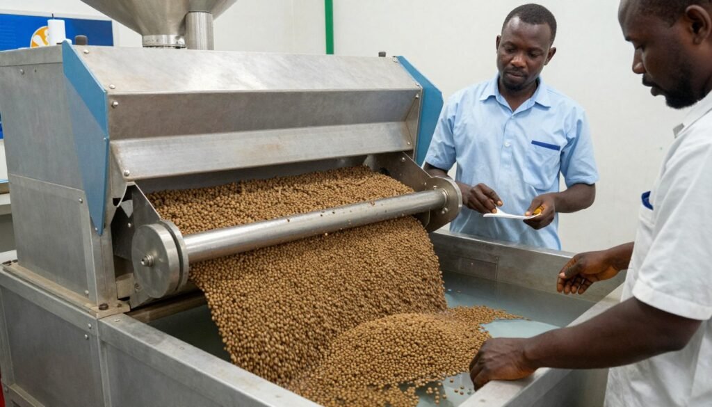 MAIKONG Fish Feed Pellet Machine producing floating fish feed pellets