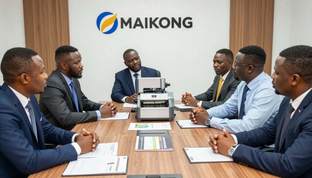 MAIKONG distributor network meeting in Nigeria discussing pelleting machine business opportunities
