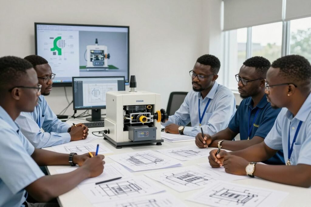 MAIKONG engineers collaborating on technical innovations