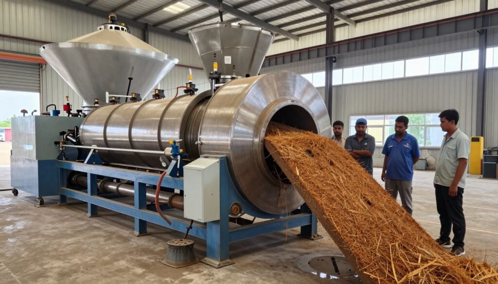 MAIKONG's flagship MK-420R grass pellet machine in operation at a Nigerian facility