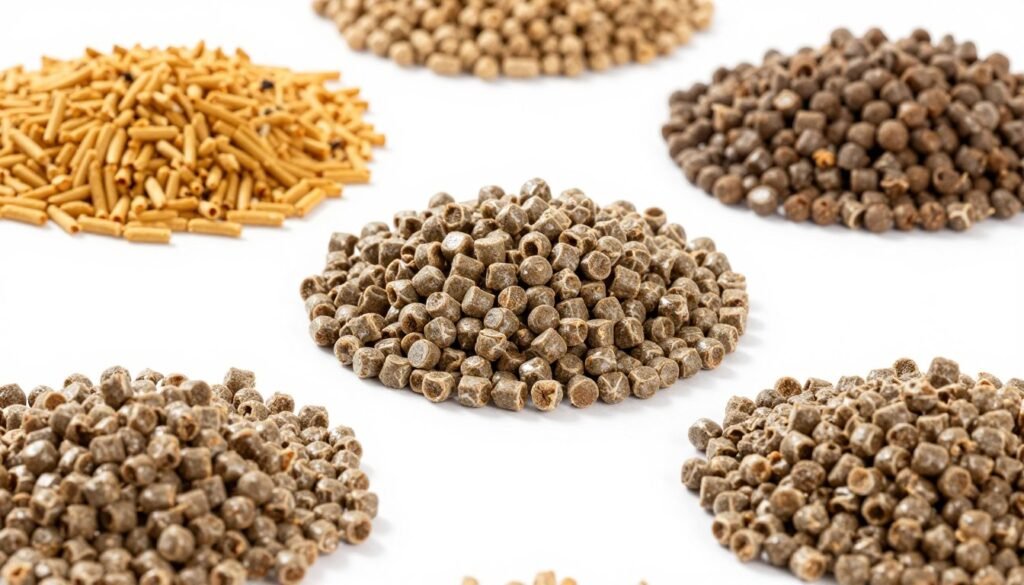 Various pellet types produced by MAIKONG machines