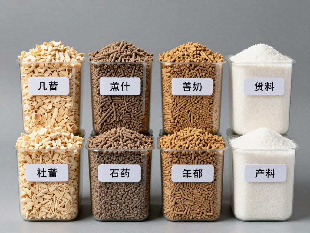 Various raw materials for pellet production with MAIKONG machines