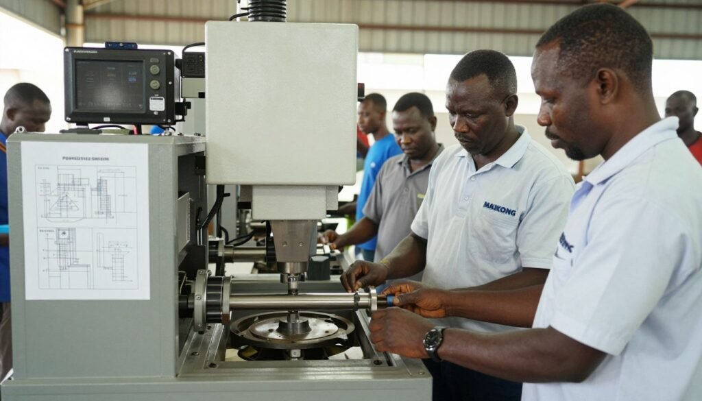 MAIKONG engineers customizing a feed pellet machine for Nigerian conditions