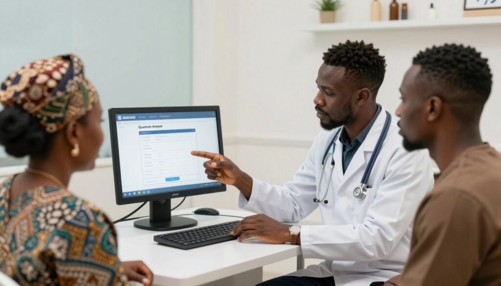 Nigerian healthcare professionals using MAIKONG Quantum Analyzer Software