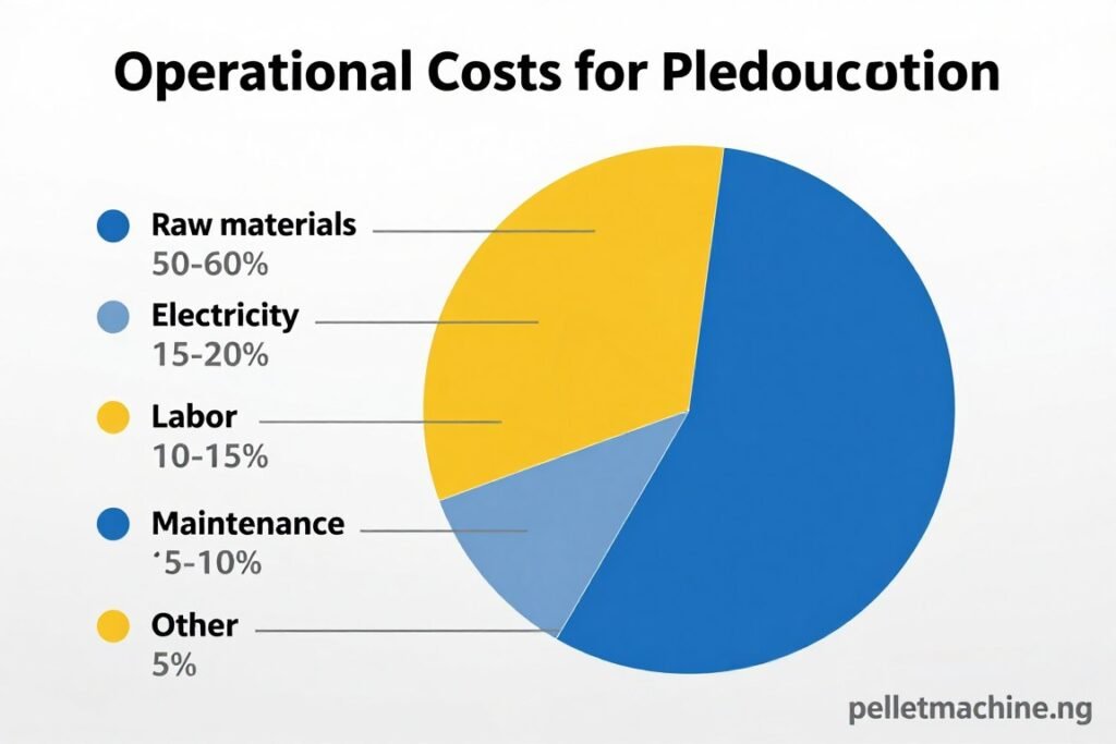 Operational cost breakdown chart for pellet production