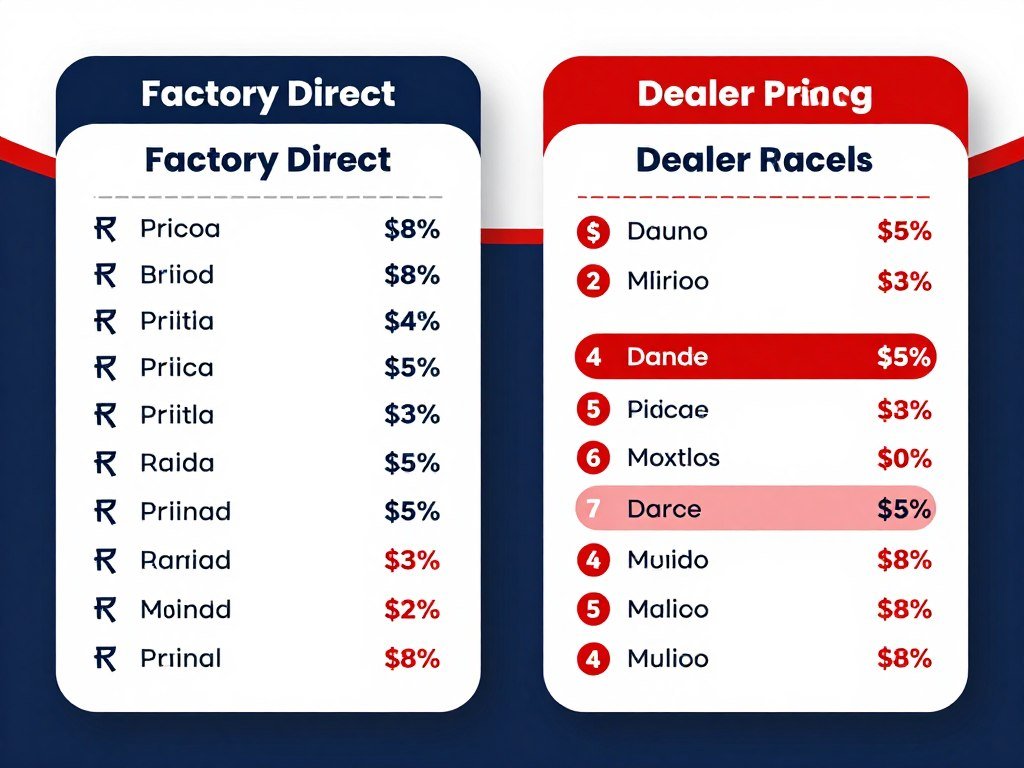 Comparison chart showing price breakdown between factory direct and dealer pricing for feed pellet machines Comparison chart showing price breakdown between factory direct and dealer pricing for feed pellet machines