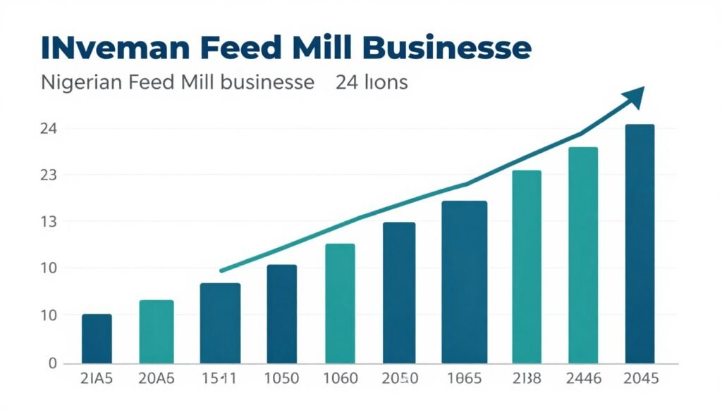 Graph showing feed mill business ROI timeline and profit projections