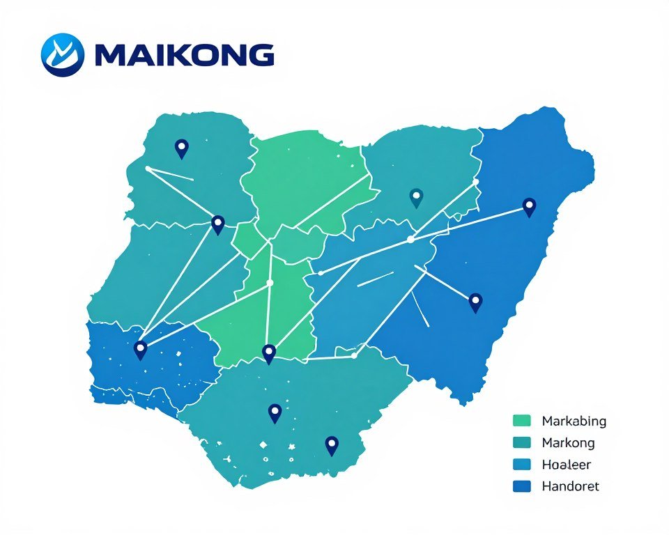 MAIKONG dealer network map showing distribution coverage across Nigeria