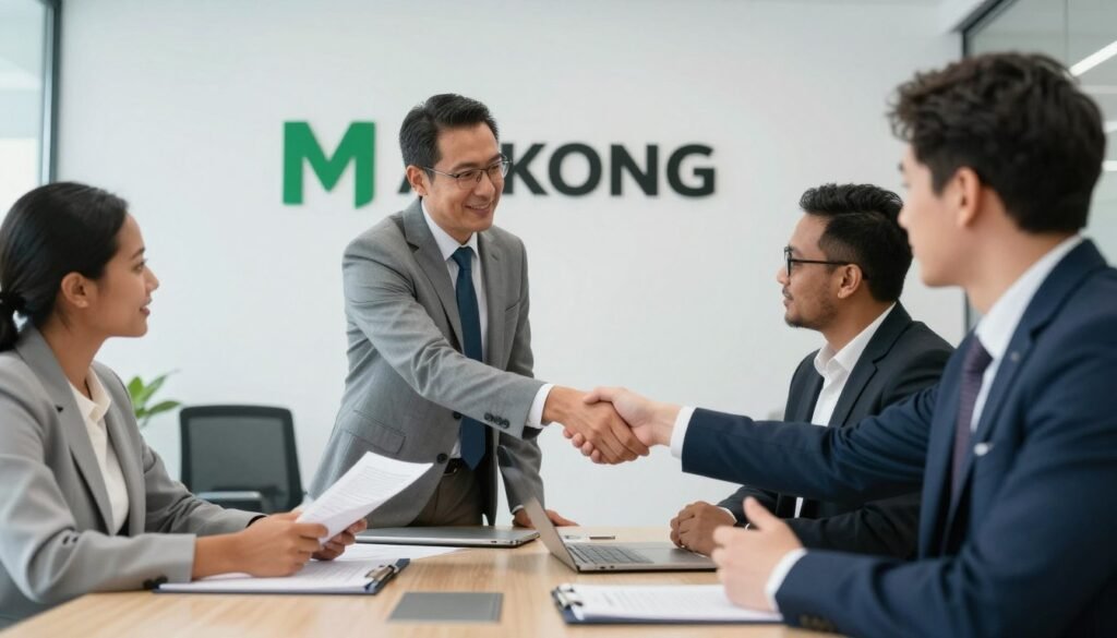 MAIKONG distributor meeting showing partnership discussion and agreement signing MAIKONG distributor meeting showing partnership discussion and agreement signing