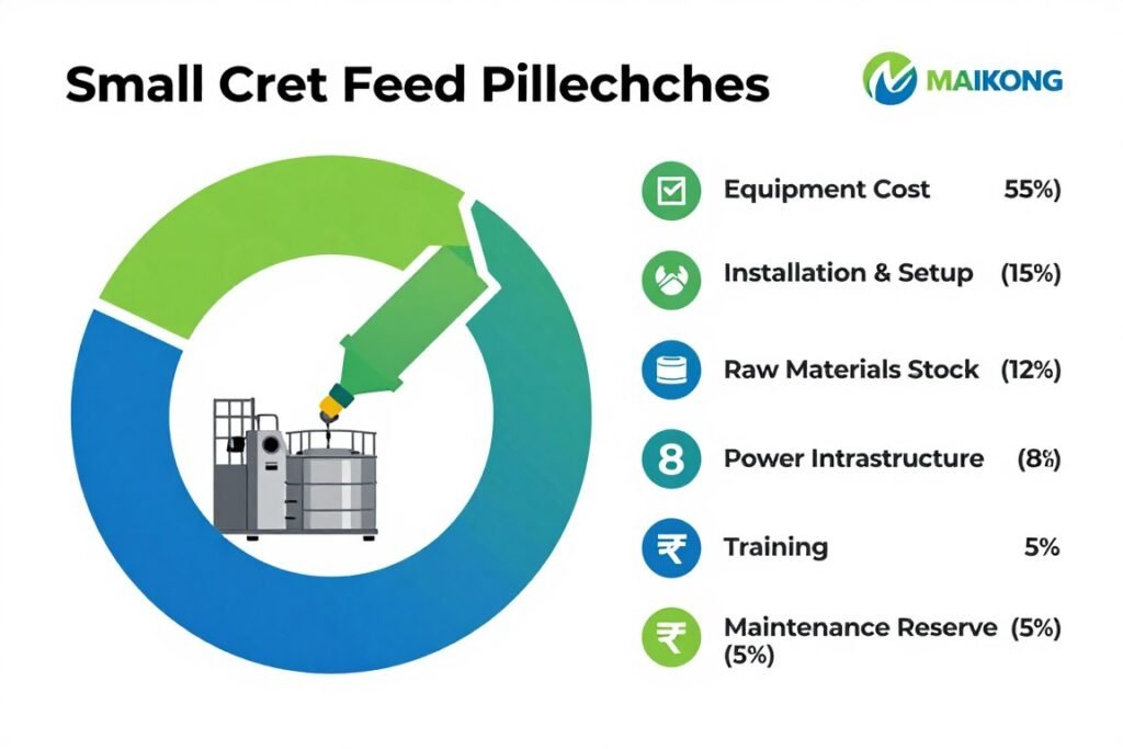 Budget breakdown infographic showing total cost of ownership for small feed pellet machine in Nigeria