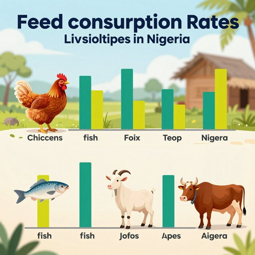 Chart showing feed consumption by farm size and livestock type Chart showing feed consumption by farm size and livestock type