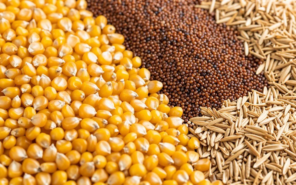 Common Nigerian feed grains - maize, sorghum, wheat bran