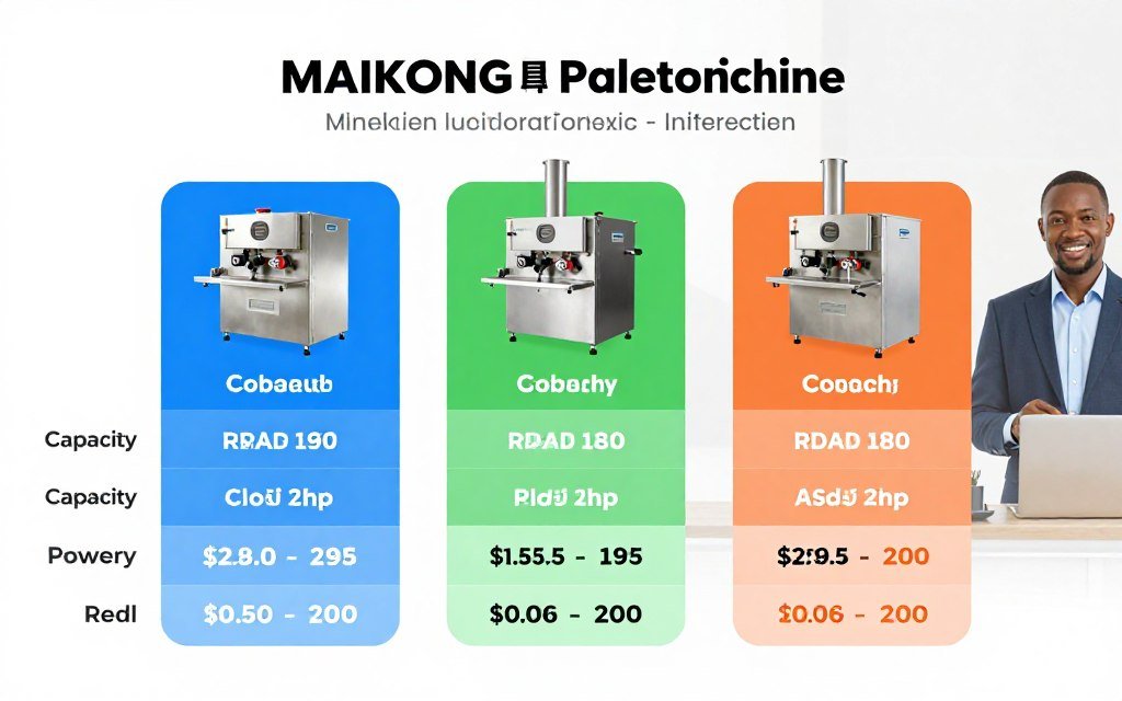 Comparison chart showing different feed pellet machine models and specifications Comparison chart showing different feed pellet machine models and specifications