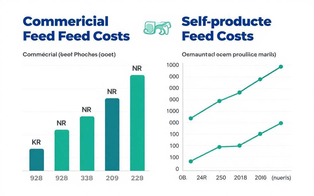 Cost comparison chart showing savings with diesel feed pellet machine