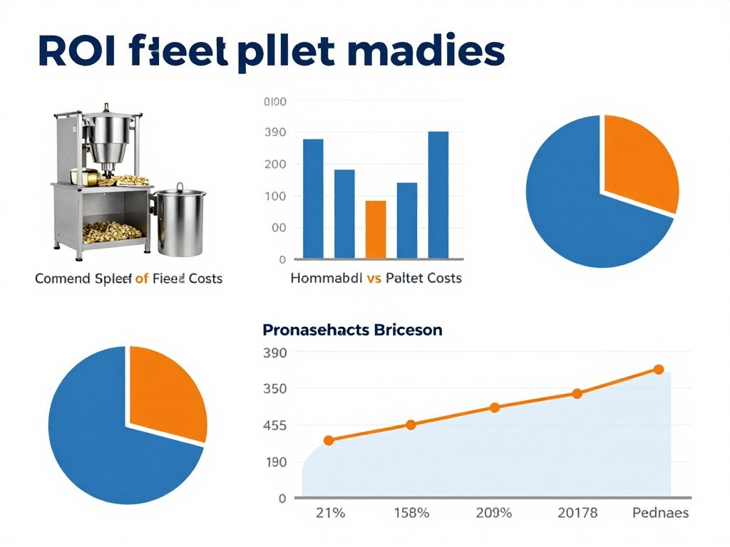 Financial chart showing ROI analysis and cost savings from feed pellet production