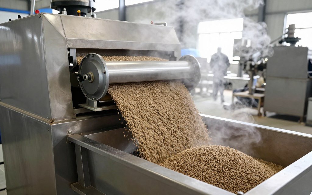 Fish feed pellet machine extruder producing floating aquatic feed
