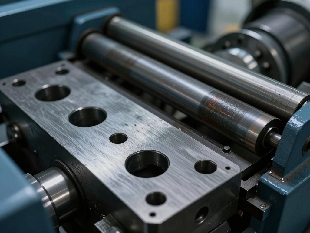 Flat die pelletizing system showing die and rollers