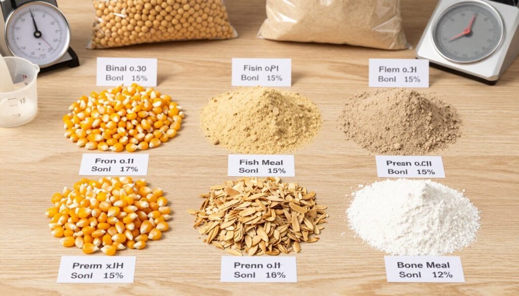 Nigerian agricultural raw materials for feed production including corn, soybean, and fishmeal