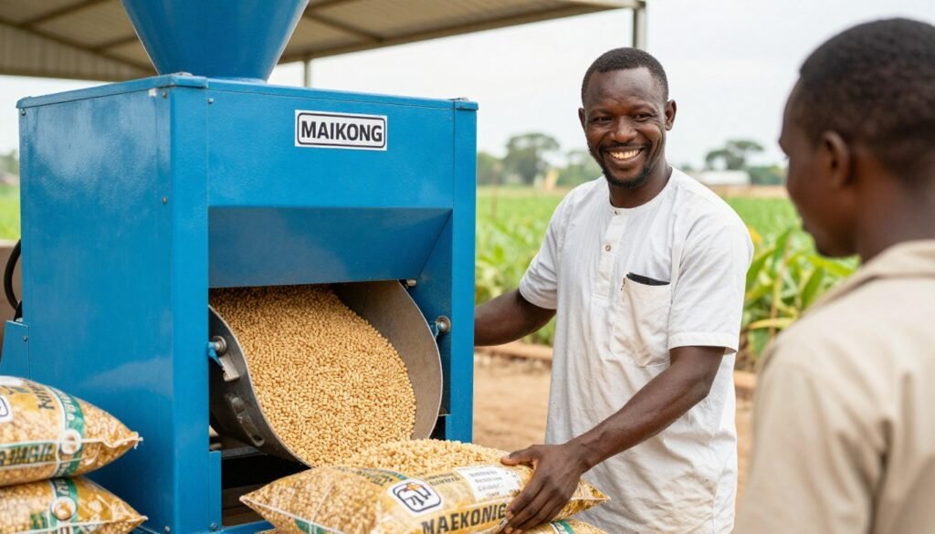 Nigerian farmer successfully producing feed pellets with MAIKONG machine