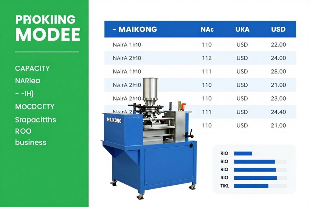 Price comparison chart for different MAIKONG feed pellet machine models