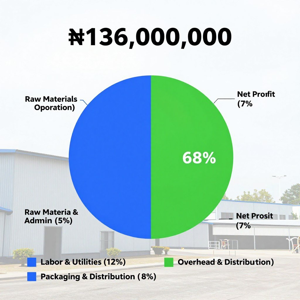 Profit margin breakdown chart for industrial feed production in Nigeria