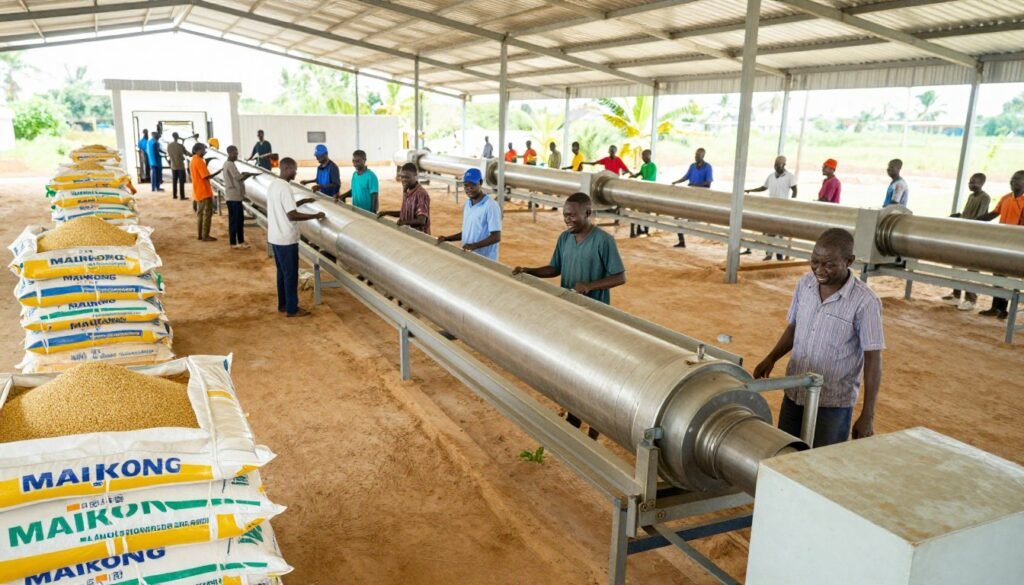 Successful Nigerian farm operation with MAIKONG equipment running efficiently