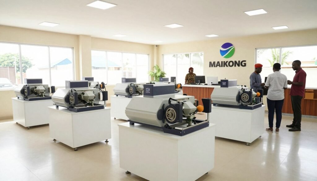 MAIKONG company facility in Nigeria showing pellet machines and service center