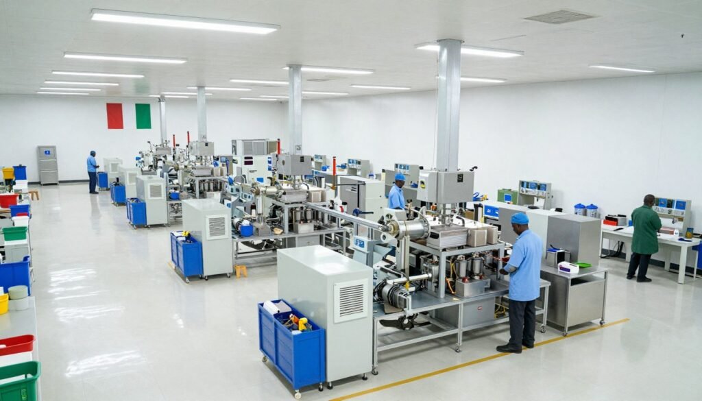 MAIKONG manufacturing facility in Nigeria showing production floor MAIKONG manufacturing facility in Nigeria showing production floor
