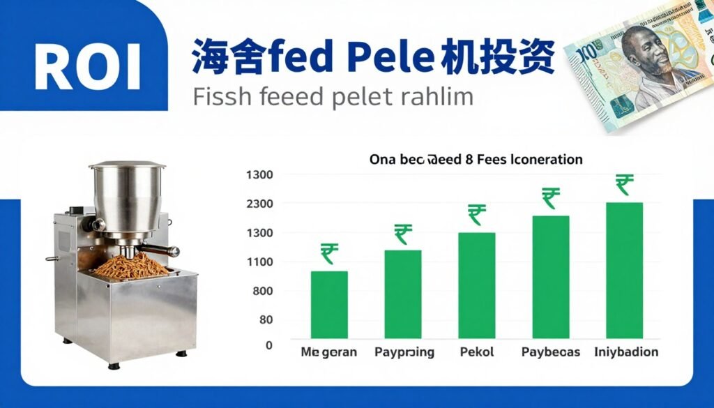 ROI calculation chart showing monthly savings from fish feed pellet machine