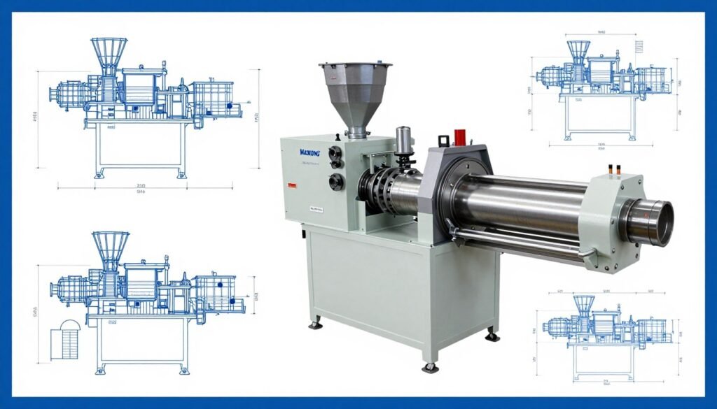 Technical blueprint and specifications chart for fish feed pellet machines Technical blueprint and specifications chart for fish feed pellet machines