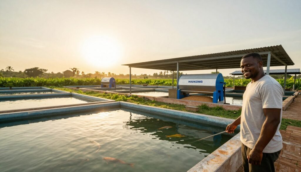 Thriving Nigerian fish farm with healthy fish and MAIKONG equipment Thriving Nigerian fish farm with healthy fish and MAIKONG equipment